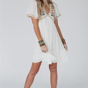 Three Bird Nest White Floral Mini Dress